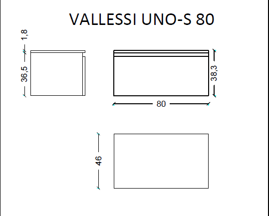 Ящик под столешницу 80см DARK OAK VALLESSI UNO-S