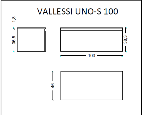 Ящик под столешницу 100см WHITE глянец VALLESSI UNO-S