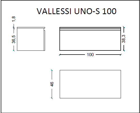 Ящик под столешницу 100см WHITE глянец VALLESSI UNO-S