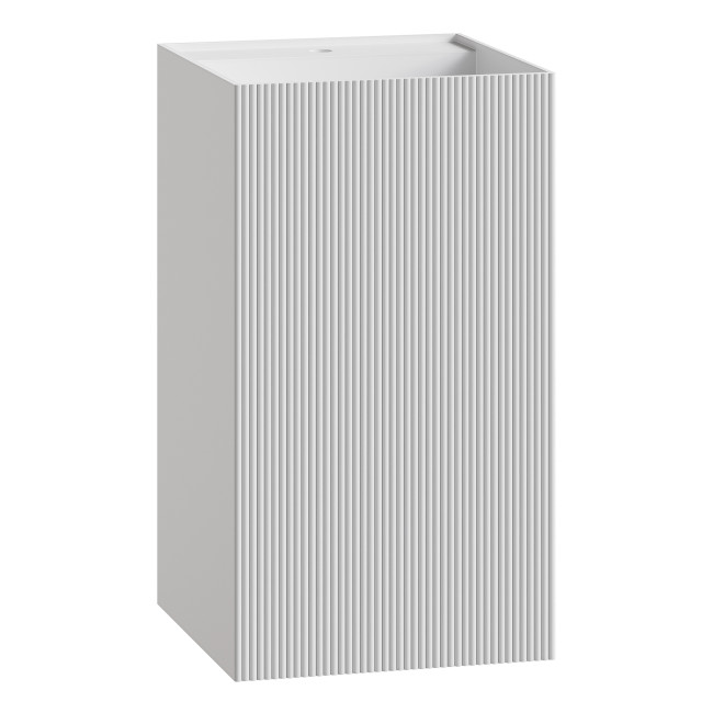 Раковина напольная рифленая Cube Corian 480*480*850 Matt White