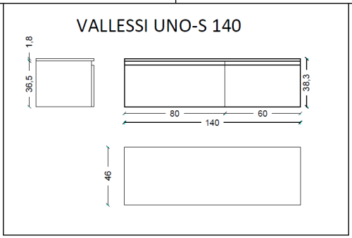 Ящик под столешницу 140см DARK OAK VALLESSI UNO-S