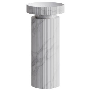 Раковина накладная рифленая с пьедесталом SOLE Corian 400*130 Calacatta
