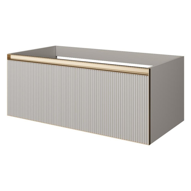 QUATRO 1 100CM тумба рифл CASHMERE FUGA профиль MATT GOLD с подсветкой внутри