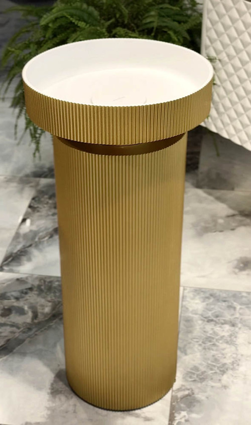 Раковина накладная рифленая SOLE Corian 400*130 GOLD + Пьедестал для раковины рифленый Corian 300*720 GOLD