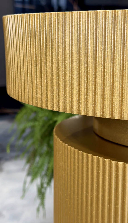 Раковина накладная рифленая SOLE Corian 400*130 GOLD + Пьедестал для раковины рифленый Corian 300*720 GOLD
