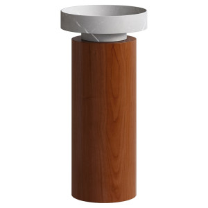 Раковина накладная SOLE Corian 400*130 Amani Grigio + Пьедестал для раковины Corian 300*720 Red Wood