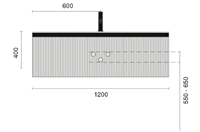 QUATRO 1 120CM тумба рифл DAPHNE профиль ANTHRACITE + внутр. подсв.