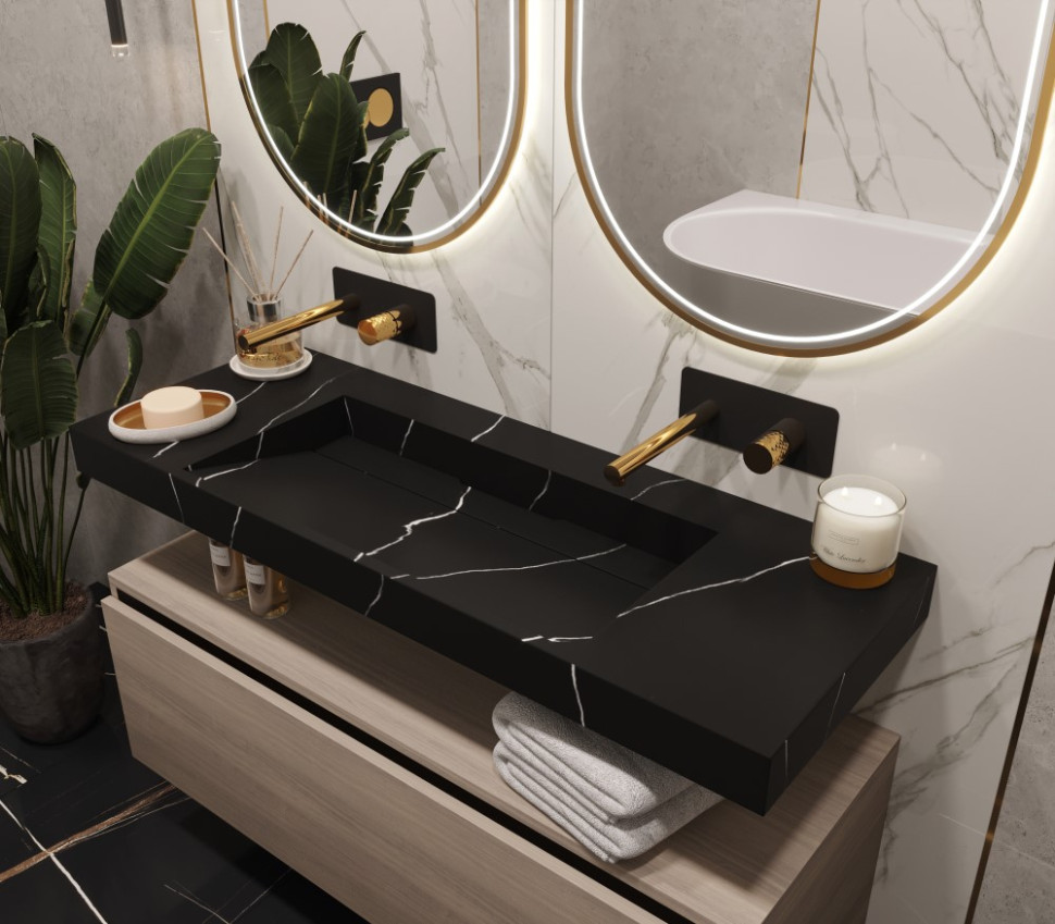 Столешница моноблок FLAT NERO MARQUINA (1210*452*80)
