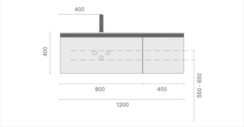 QUATRO 2 120см (80+40) тумба ANTHRACITE профиль ANTHRACITE