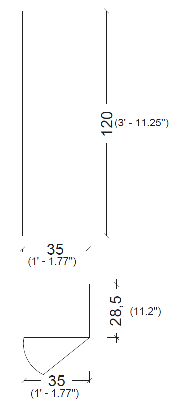 Пенал Vallessi 120*35*28,5cm Белый глянец