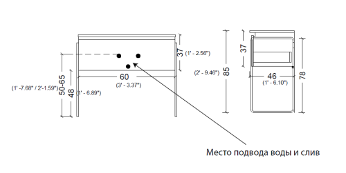 Тумба без раковины Vallessi 60*46см КАШЕМИР матовый, 1 полка