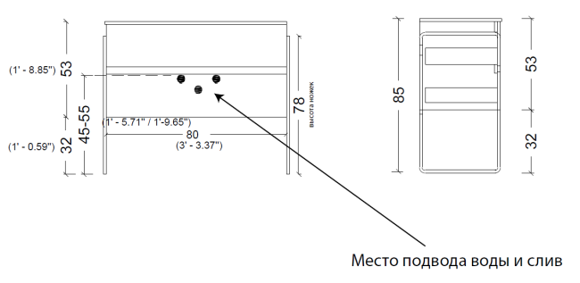 Тумба без раковины Vallessi 80*46cm ZEBRANO 2 полки