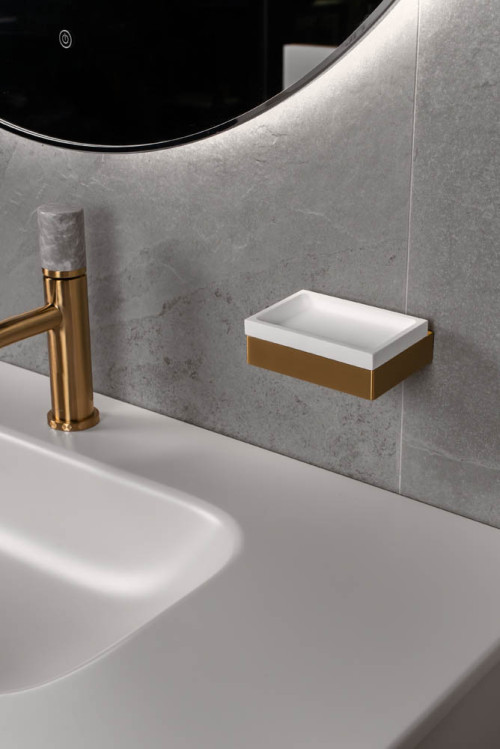 Мыльница настенная Qubic MG (золото-матовый)