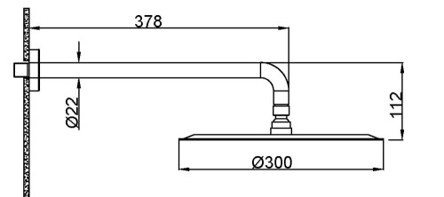 Верхний душ с кронштейном UNO 30cm латунь 422-TOP-BRB