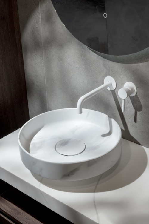 Раковина накладная SOLE Corian 400*130 CALACATTA