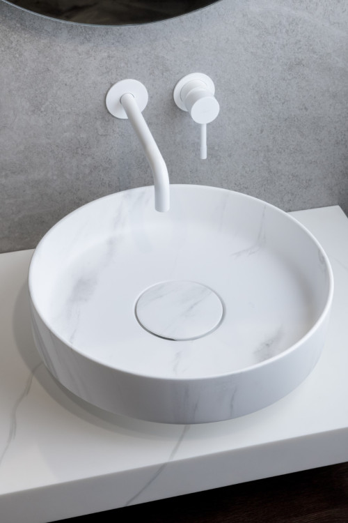 Раковина накладная SOLE Corian 400*130 CALACATTA