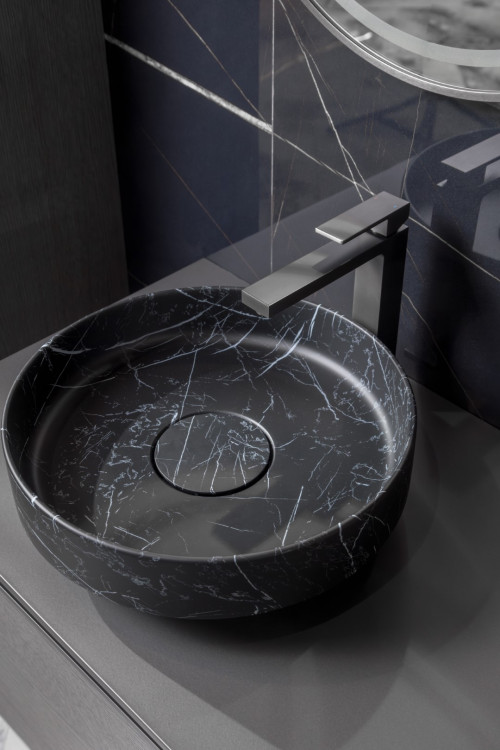 Раковина накладная SOLE Corian 400*130 Nero Marquina