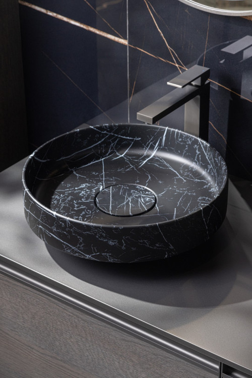 Раковина накладная SOLE Corian 400*130 Nero Marquina