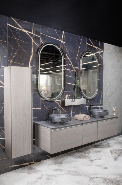 Раковина накладная SOLE Corian 400*130 Nero Marquina