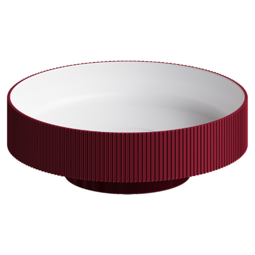 Раковина накладная рифленая SOLE Corian 400*130 Burgundy