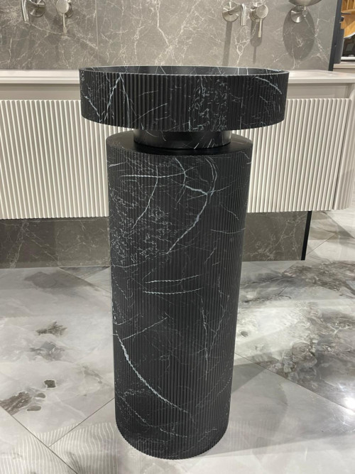 Раковина накладная рифленая SOLE Corian 400*130 Nero Marquina