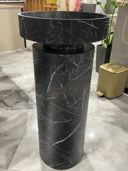 Раковина накладная рифленая SOLE Corian 400*130 Nero Marquina