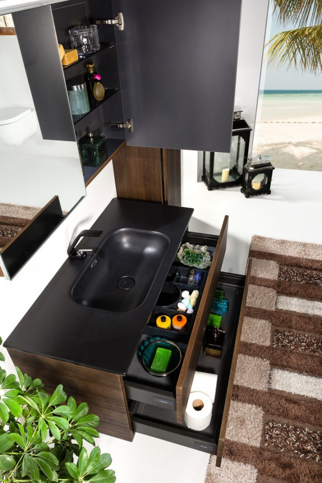 Зеркальный шкаф Vallessi 80 DARK OAK с подстветкой