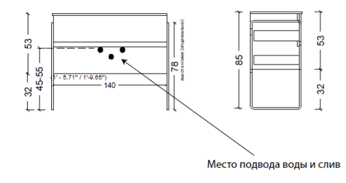 Тумба без раковины Vallessi 140*46cm DARK OAK 4 полки