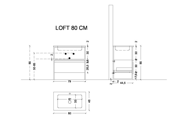 Ящик под консоль LOFT 80 dark wood, 1 полка